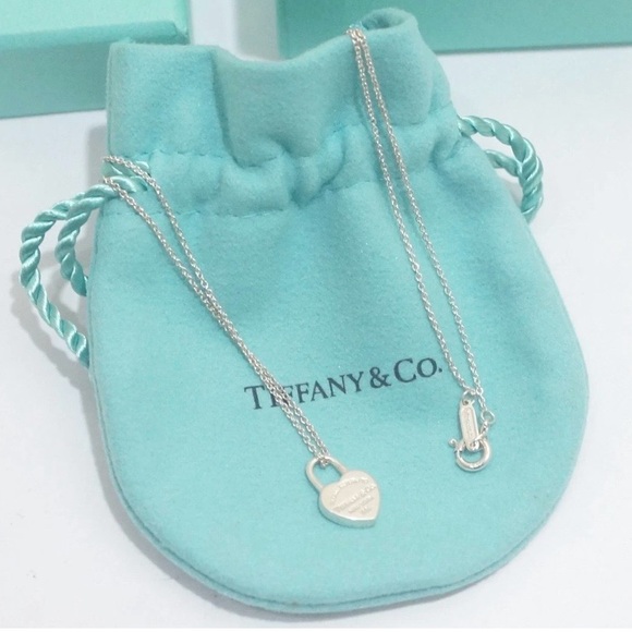 Tiffany & Co. Jewelry - Tiffany & Co. 💯% Auth Return Mini Lock Heart Necklace w/Pouch ✨925 Sterling✨EUC